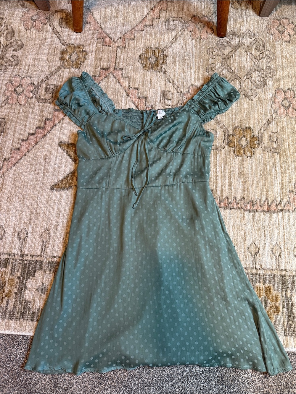 Lelis Green Polka Dot Ruffle Strap Dress